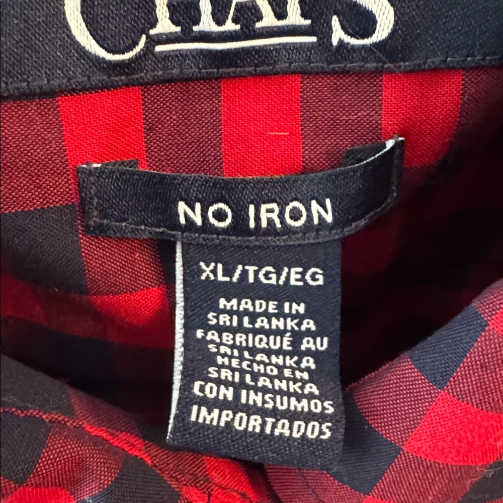 Ladies red/ navy buffalo check blouse - Picture 3 of 4